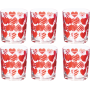 SET 6 BICCHIERI IN VETRO CUORI 270ML