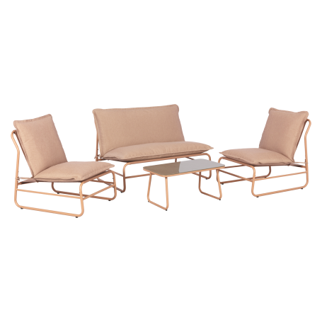 SET GIARDINO DORA DIVANO POLTRONE E TAVOLINO ROSA