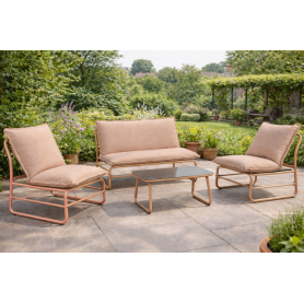 SET GIARDINO DORA DIVANO POLTRONE E TAVOLINO ROSA