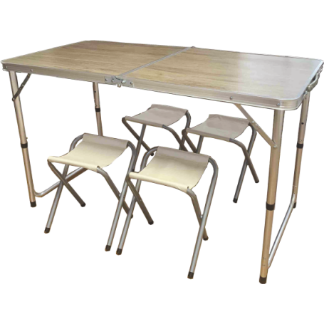 MD GARDEN SET TAVOLO PIGHEVOLE CON 4 SGABELLI